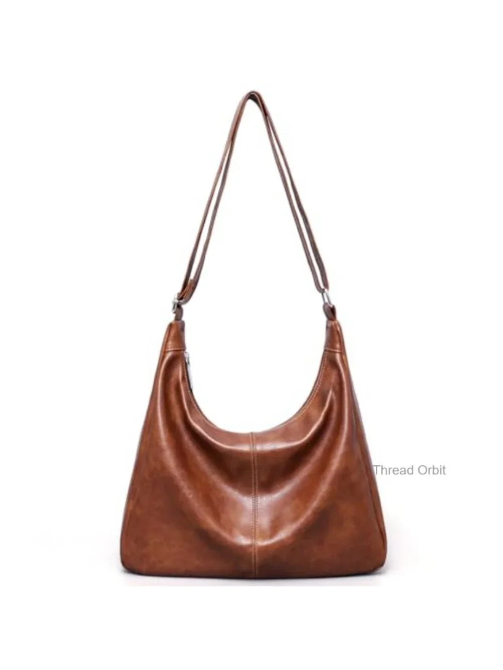 Vegan Leather Slouchy Hobo Shoulder Bag Zip Closure